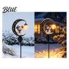 Metal Yard Art for Christmas Snowman Garden Stake Light, Solar Powered Crescent Moon Lamp, Seasonal Outdoor Atmosphere Lights Warm Glow Waterproof