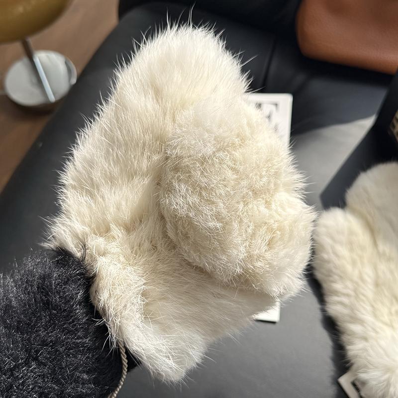 Winter Women Real Rabbit Fur Gloves Natural Thick Style Rabbit Fur Mittens Outdoor Girls Keep Warm Hand Knitted Fur Glove