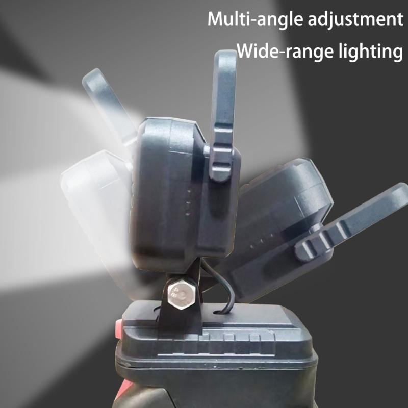 Multiple Angles 15 LED Work Light Handheld Rechargeable Spotlights For 18V Tool Batteries With USB Charging Capability