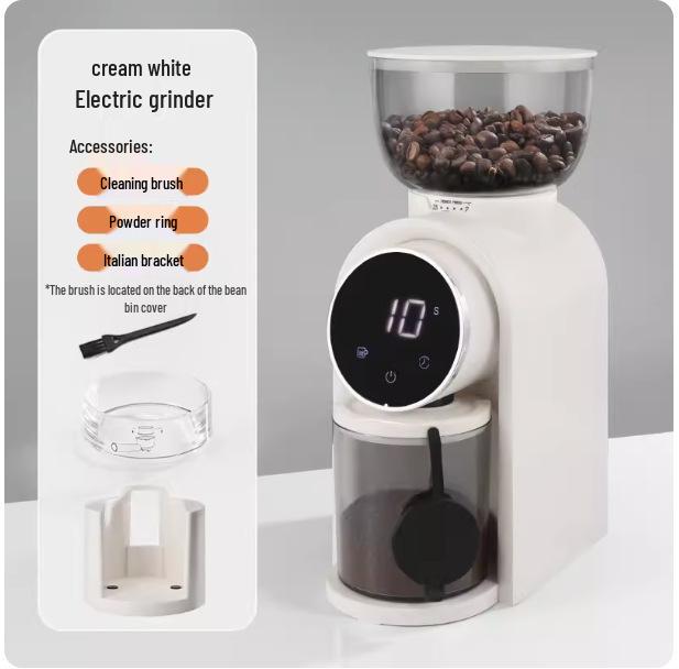Adjustable Scale Electric Coffee Grinder with Steel Core for Italian Style and Hand Drip Brewing