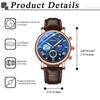 JEWELRYWE Men's Leather Belt Watch 3ATM Water Resistant Brown Roman Numerals Analog Luminous Calendar Quartz Fashion Gift