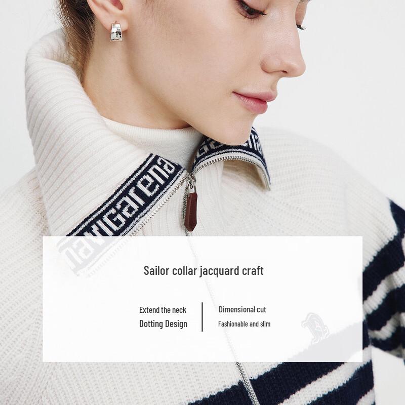 Navigare Women's Striped Lapel Sweater