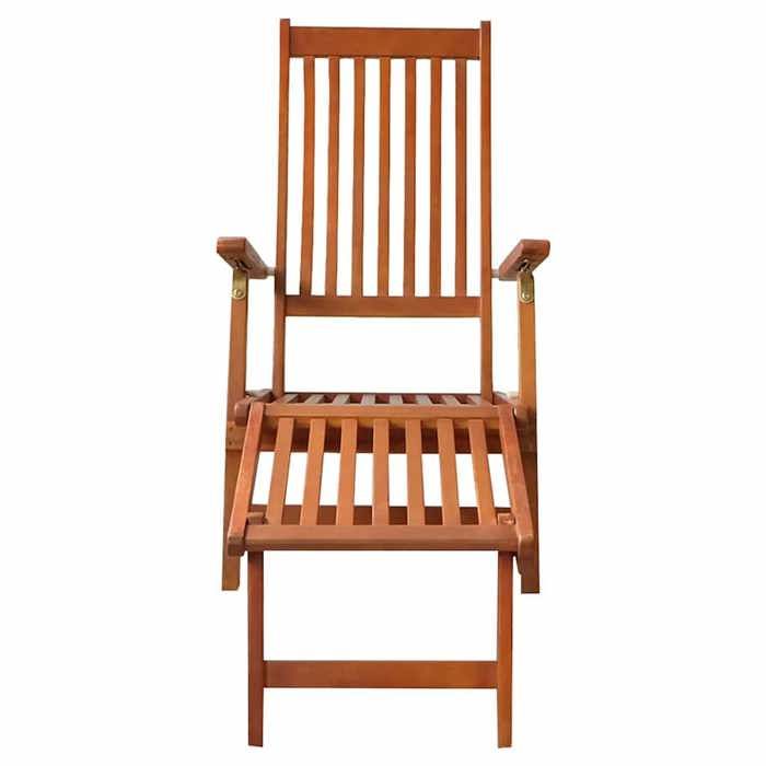 VidaXL Acacia Solide Chaise de Terrasse avec Repose-pied et Coussin Chaise Longue d'Extérieur Bain de Soleil de Terrasse 3064028