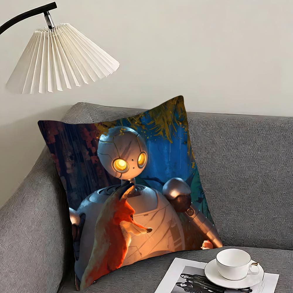 The W-Wild Robott Cartoon Cushion Cover Pillowcase Ultra Soft Skin Friendly Fabric Cloud Like Comfort & Concealed Zipper