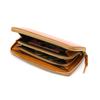 Mozu Leather Long Wallet with Round Square for Men and 86092 Zipper, Design, Women, (Camel)