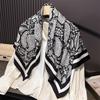 Retro Cashew Simulation Silk Square Scarf Printed Professional Versatile Shawl Diagonal Pattern Headscarf Women