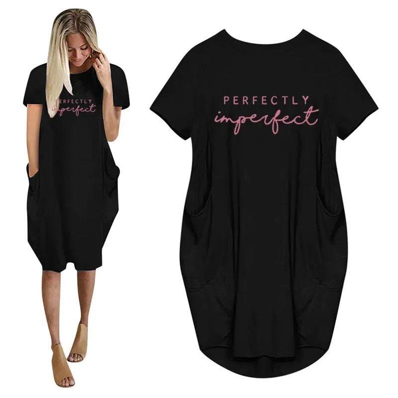 

Womens Loose Short Sleeved Summer Plus Size Dress 25927-heifen 5XL