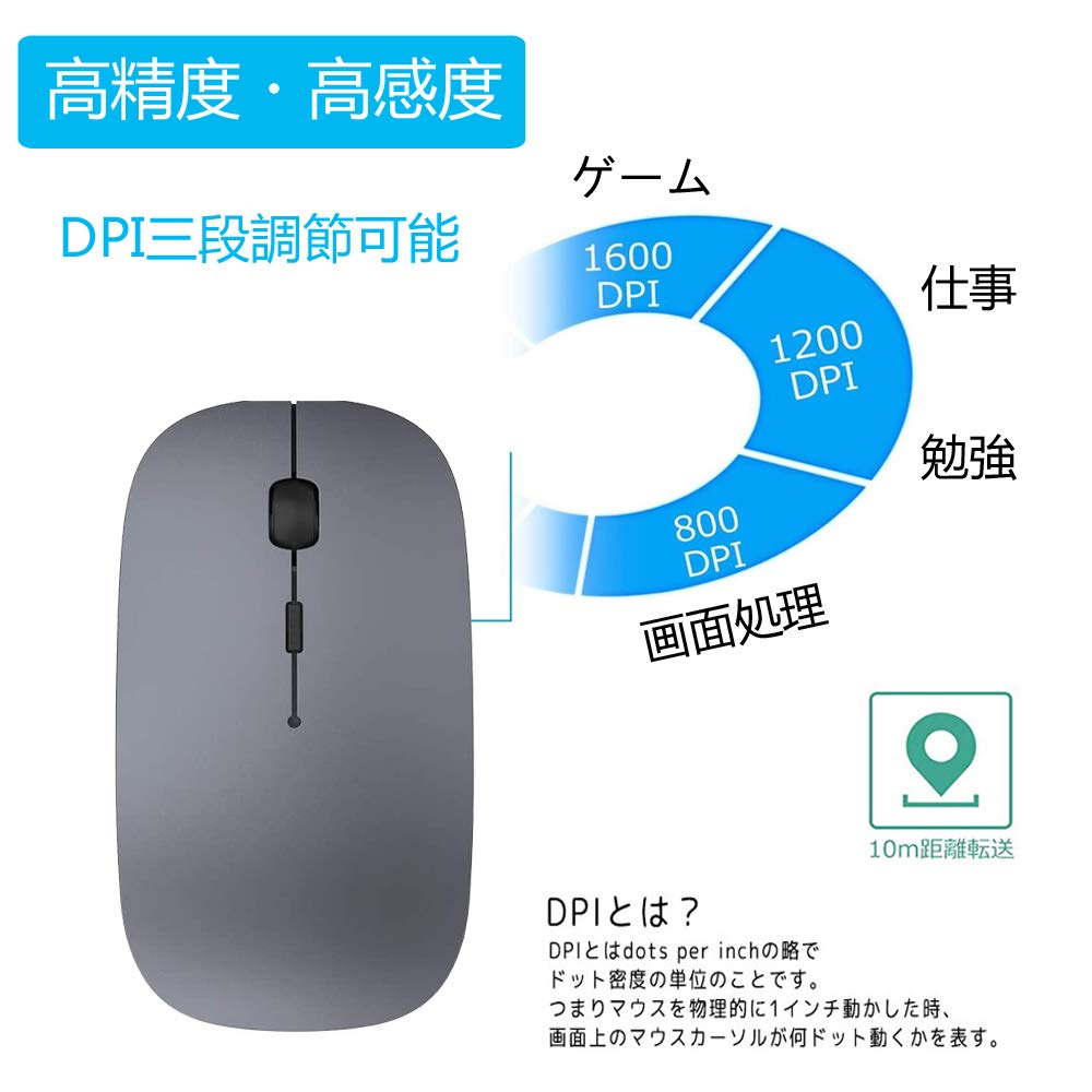 Scheki Wireless Bluetooth 3DPI High USB No USB Receiver Compatible with and Microsoft Pro Mouse, Ultra-Thin, Quiet, Mode, Precision, Portable,