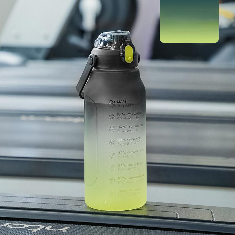 2L Velkokapacitní láhev na vodu se slámkou Plastová láhev na vodu v přechodové barvě Vysoce kvalitní pitná konvice Venkovní sportovní láhev