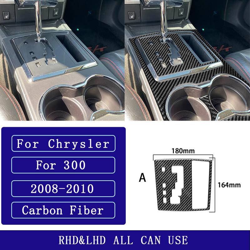 For Chrysler 300 300C 2008-2010 Carbon Fiber Central Gearshift Display Panel Cover Car Accessories Interior Decorative Stickers