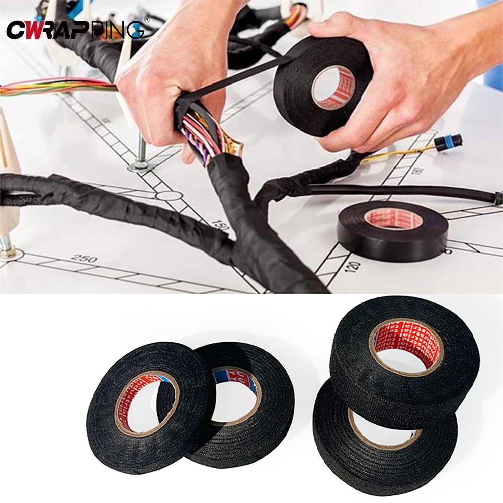 Wire Harness Automotive Cloth Tape Heat Resistant Waterproof Insulating Tapes for Electrical Cables Black Adhesive Fabric Tapes