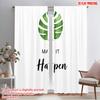 2pcs 2D Flat Printing Curtain Tropical Leaf Motivational Quote Polyester Without Electricity 0 for Parties and Everyday Decor