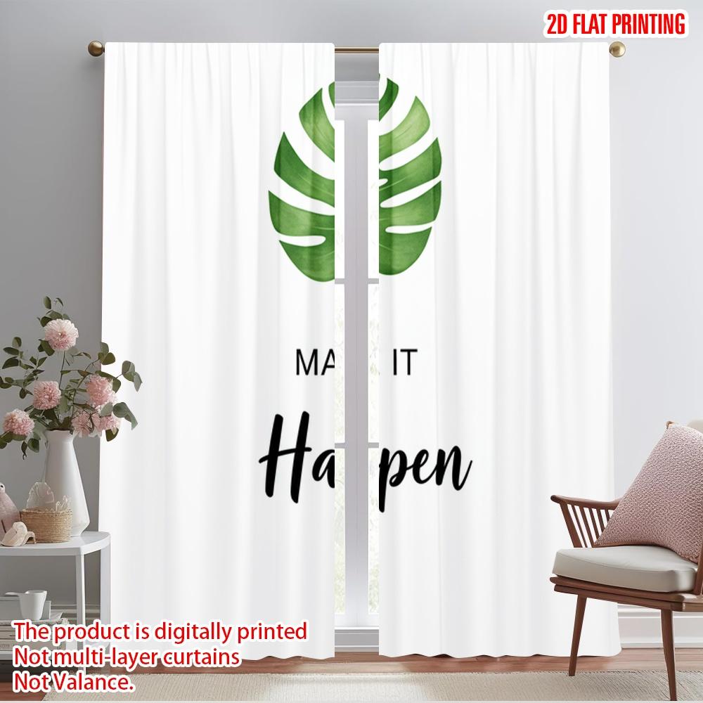 

2pcs 2D flat printing Curtain Tropical Leaf Motivational Quote Polyester Without Electricity 0 for Parties and Everyday Decor 52.50×116.00 CM 2pcs
