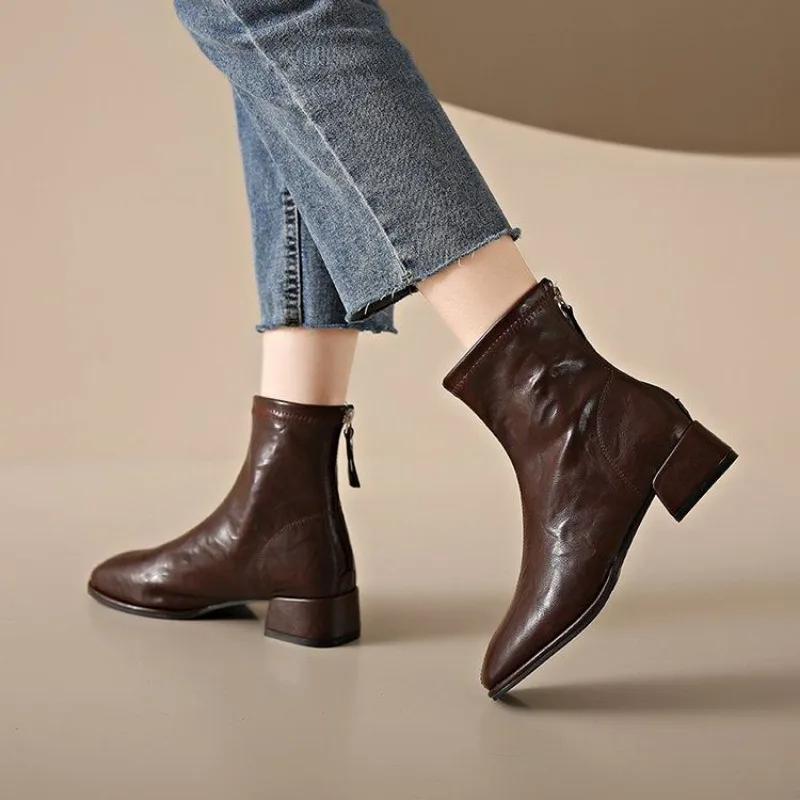 Spring 2025 Autumn Booties New In Female Short Shoes Pu Comfortable and Elegant Trend Y2k On Promotion Boot Women's Ankle Boots