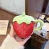 Erdbeerbecher Keramik hochwertiger Becher große Kapazität süßer Wasserbecher seltsames Geburtstagsgeschenk für Freundinnen