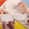 Punching Needle Tool Adjustable Wood Handle Punching Needle Embroidery Tool with 7 Size Punching Needle Tip and Threader