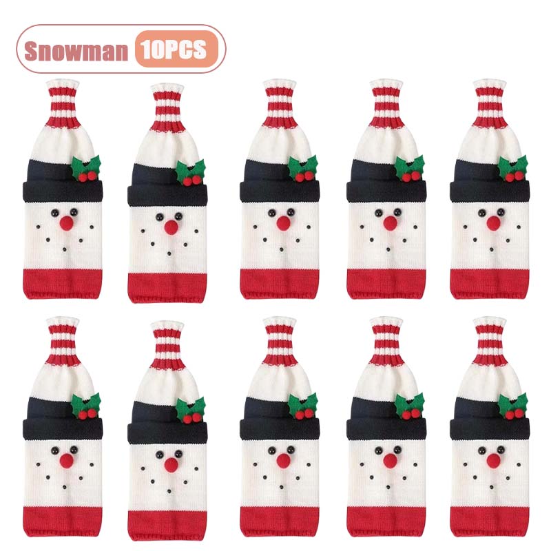 Knitted Christmas Wine Bottle Cover Santa Wine Sleeve Champagne Bottle Set Party Decoration for Restaurant Dining Table Setup