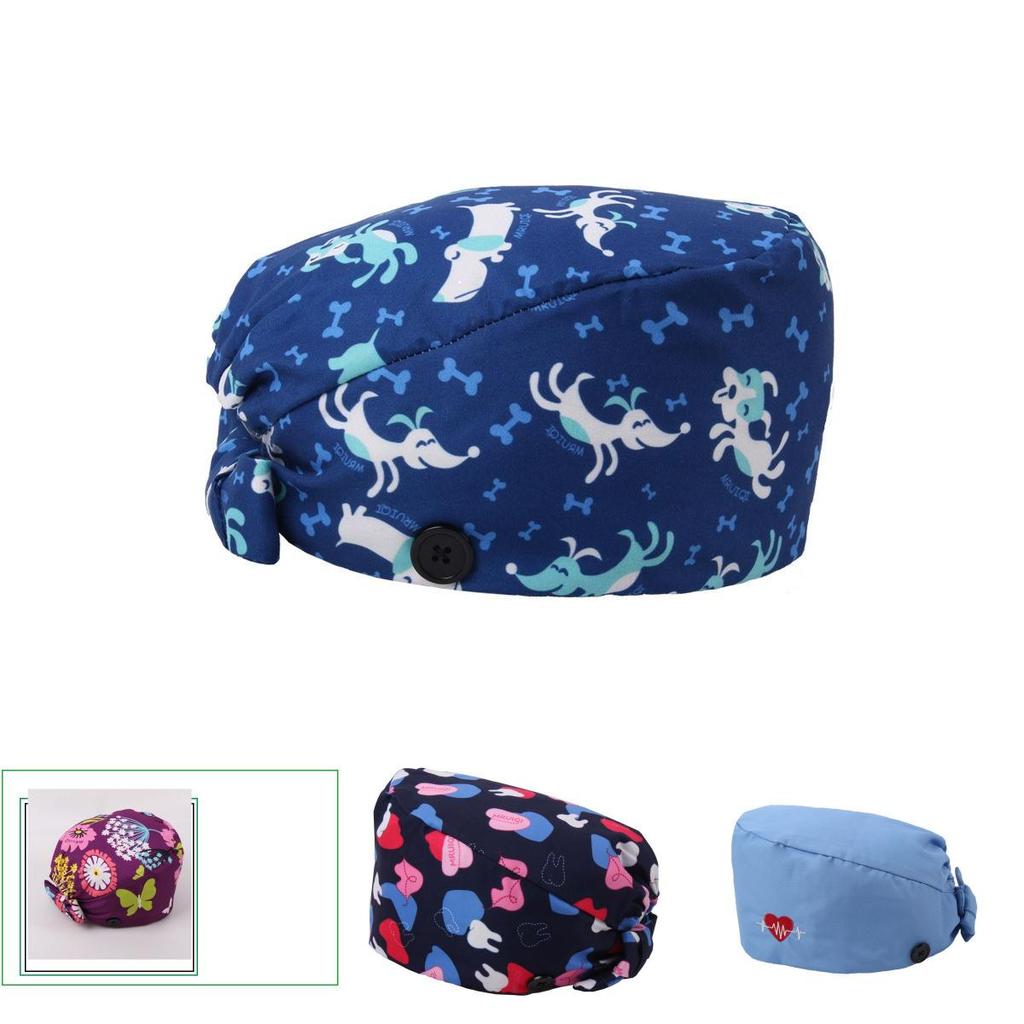 Comodo cappellino chirurgico in cotone con fascia assorbi-sudore e vestibilità regolabile
