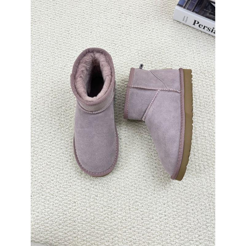 Zapatos bajos de cuero nuevos zapatos perezosos botas de nieve moda de invierno versátiles zapatos de mujer cálidos y cómodos