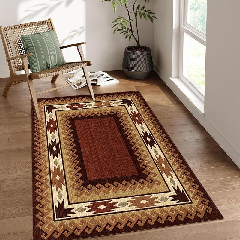 

Retro Printing Living Room Carpet Geometric Pattern Household Sand Coffee Table Mat Bedroom Thickened Easy To Take Care Of Floor Mat 40 * 60cm high density machine washable