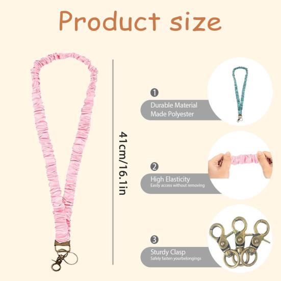 4Pcs Stretchy Retractable Scrunchie Lanyard Set with Waterproof ID Card Holders Soft Telescopic Neck Lanyards