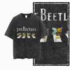 T-shirt Grafiche a Tema Api e Insetti, Collezione Streetwear Oversize Lavaggio Vintage Nero per Appassionati di Natura e Musica