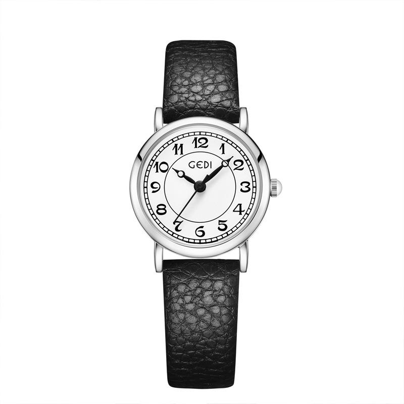 Retro Niche Student Watch, Simple Temperament, High-End Lychee Pattern Belt Watch, Women'S Waterproof Quartz Watch