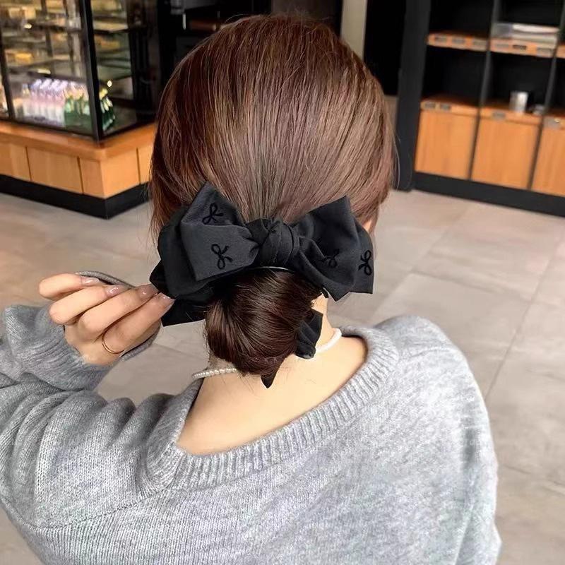 Gray Double Butterfly Knot Hair Clip Elegant Lady Lightweight Luxury Style Ball Head on Back of Head Girls Hair Accessories