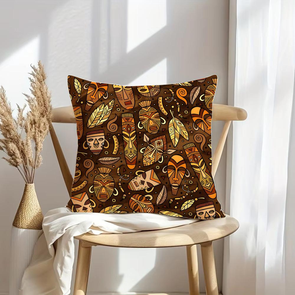 African Style Fabric Print Cushion Cover Pillowcase Ultra Soft Skin Friendly Fabric Cloud Like Comfort & Concealed Zipper