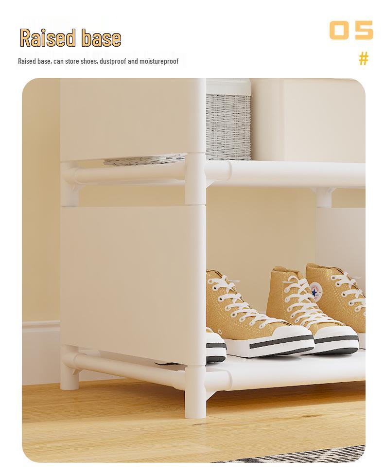 Thickened Floor-Standing Coat Rack with Multifunctional Storage and Dustproof Cover for Bedroom or Supermarket Use