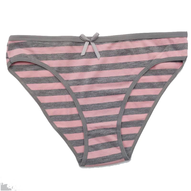 Women's Cotton Panties Sexy Soft Striped Underpants Solid Color Briefs Female Comfortable Stretch Lingerie M-XL 12 Pcs/set