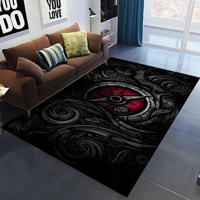 3D Retro Compass Map World Map Area Rug,Carpet Rug for Living Room Bedroom Sofa Decoration,Kitchen Doormat Non-slip Floor Mat