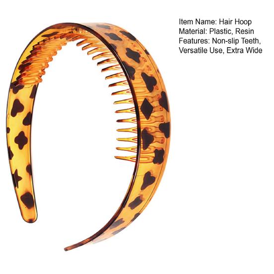 Hair Hoop Extra Wide Thick Headband with Non-slip Teeth Vintage Style Strong Grip Hairband Office Hair Accessory