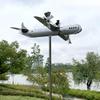 Wind Spinner Metal Creative Housewarming Gift Sturdy Airplane Wind Sculpture Ornament for Courtyard Outside Garden Yard Patio