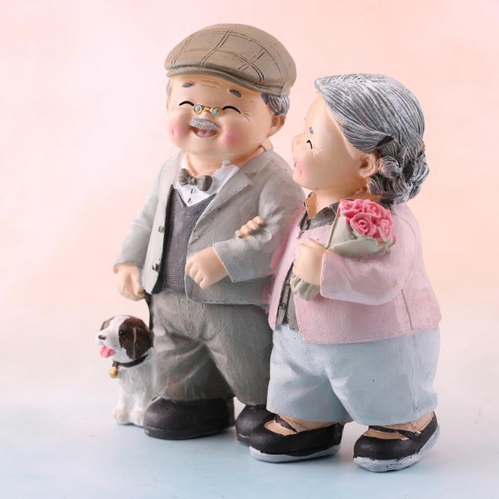 Goldene Hochzeit 50. Jahrestag Hochzeitstortenaufsätze Dekoration Polyresin Figuren Sammlerstücke für Eltern