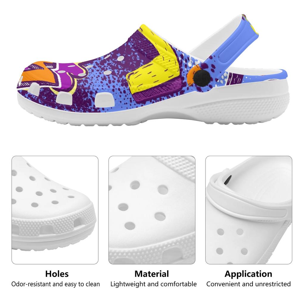 Breathable EVA Clogs Unisex Color Printed Lightweight Slip On Garden Shoes Beach Pool Bathroom Home Summer Wear Travel Shoes