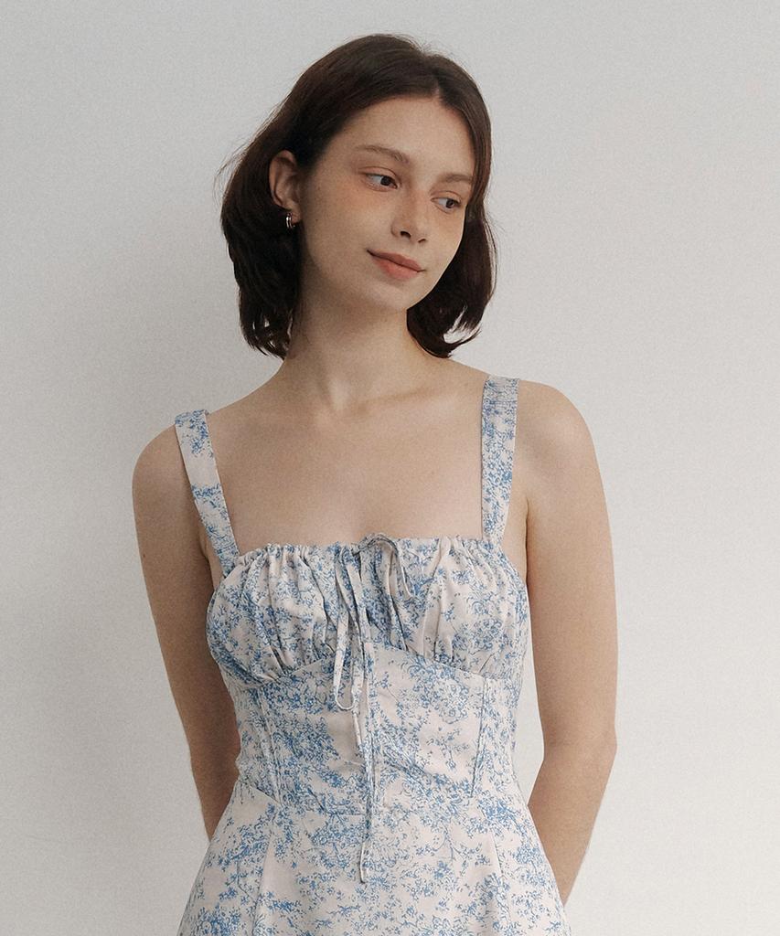 Jyudiaenpol Garden Bustier Shirred Dress