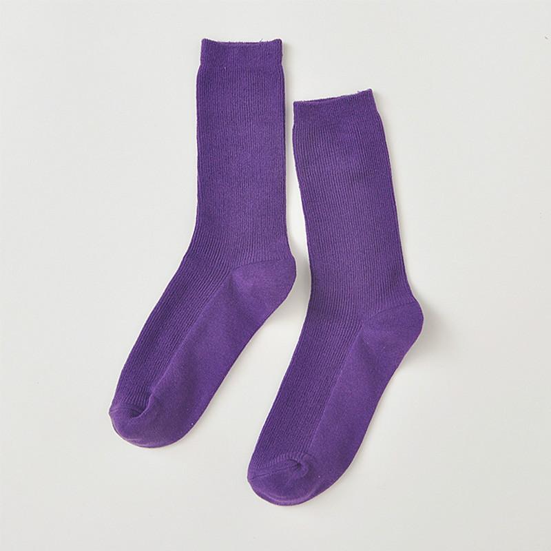New  Color Harajuku Retro Women Lady Cotton Loose Socks Winter In Tube Korean Purple Blue Yellow Pink Designer Christmas Cute