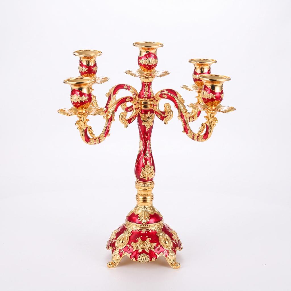 Five-Arm Candelabra Elegant Zinc Alloy Candlestick with Four Feet