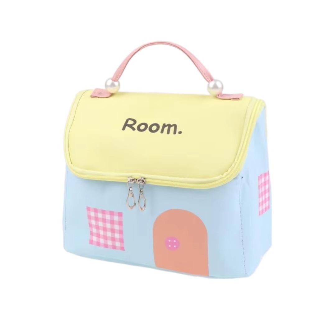 Cute House Shape Makeup Bag Large Capacity Cosmetic Case Cartoon Travel Makeup Handbag  Gift