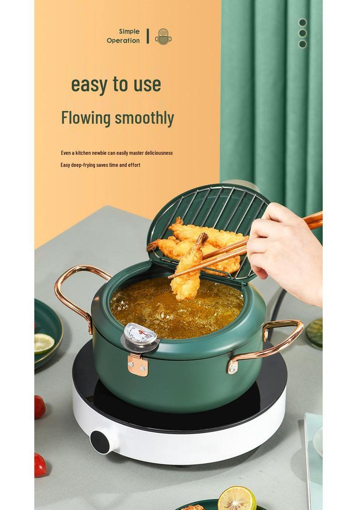 Tempura Frying Pot: Oil-Saving, Temperature-Controlled Mini Deep Fryer