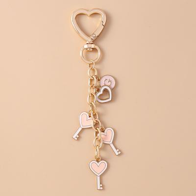 Cute Enamel Love Heart Keychain Women Girls Key Ring Pendants for Car Key Holder Handbag Decor Jewelry Accessories