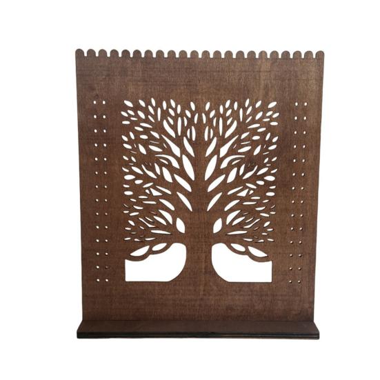 

Деревянная подставка для серег Винтажная в форме дерева Органайзер для украшений Полая настольная подставка для ожерелий, серег, колец коричневый