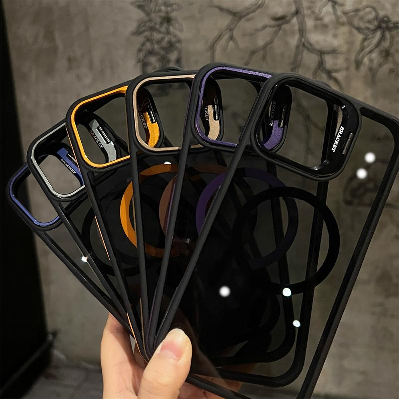 Luxury For Magsafe Phone Cases For iPhone 16 13 12 11 Pro Max Metal Lens Protector Case For iPhone 15 14 Pro Max 16 Plus Cover