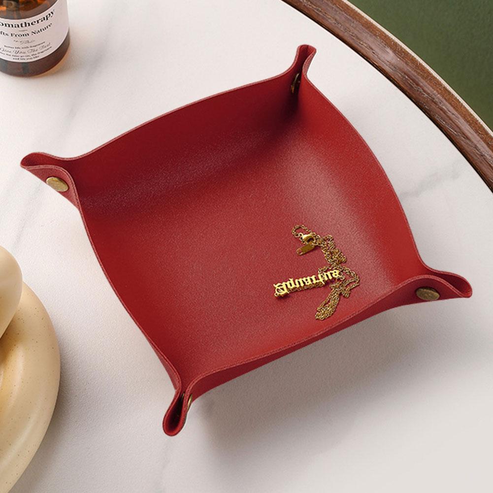 Nordische Stijl Lederen Opbergbakje Opvouwbaar Snoep Sieraden Oorbellen Bakje Sleutel en Muntbakje Woondecoratie voor Sleutel Sieraden Cosmetica