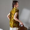 SOFSIL New Chinese Style Velvet Silk Printed Short Sleeve Shirt