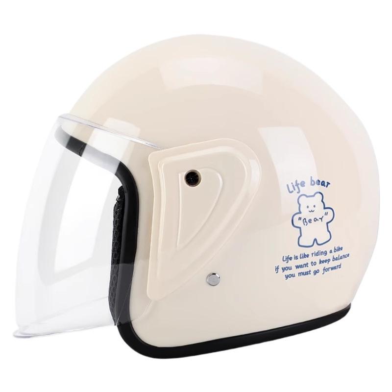 Universal 3C Certified Motorcycle Helmet for All Seasons - Cute, Safe, Sun-Protected, Unisex Half Helmet for Summer and Fall/Winter