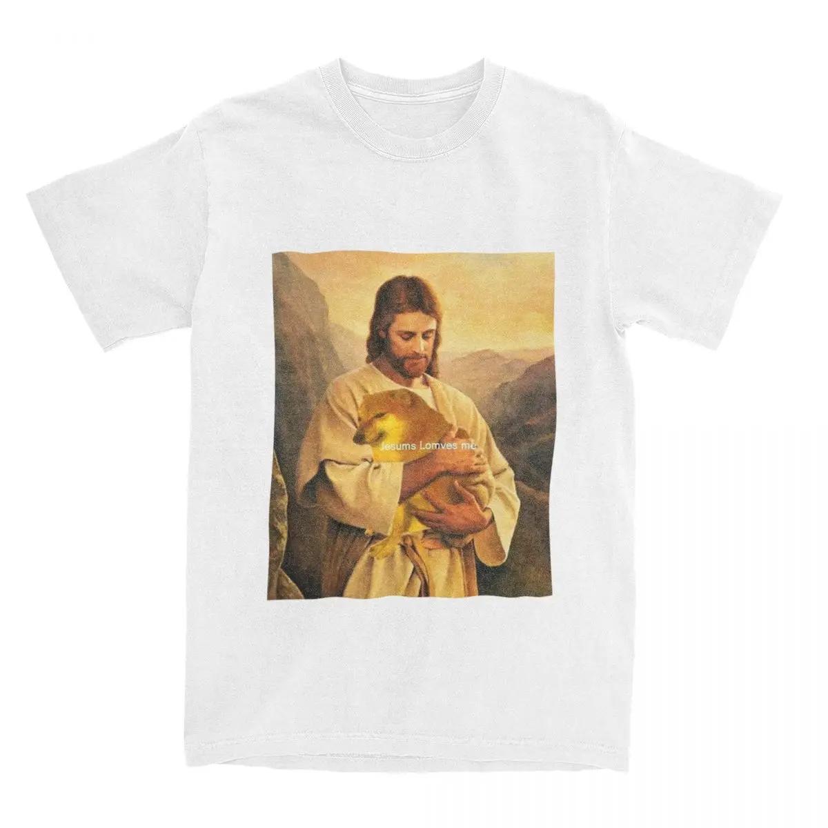 Cheems Jesus T-Shirts Men Women Doge Meme Awesome Pure Cotton Tee Shirt O Neck Short Sleeve T Shirts Birthday Clothing S