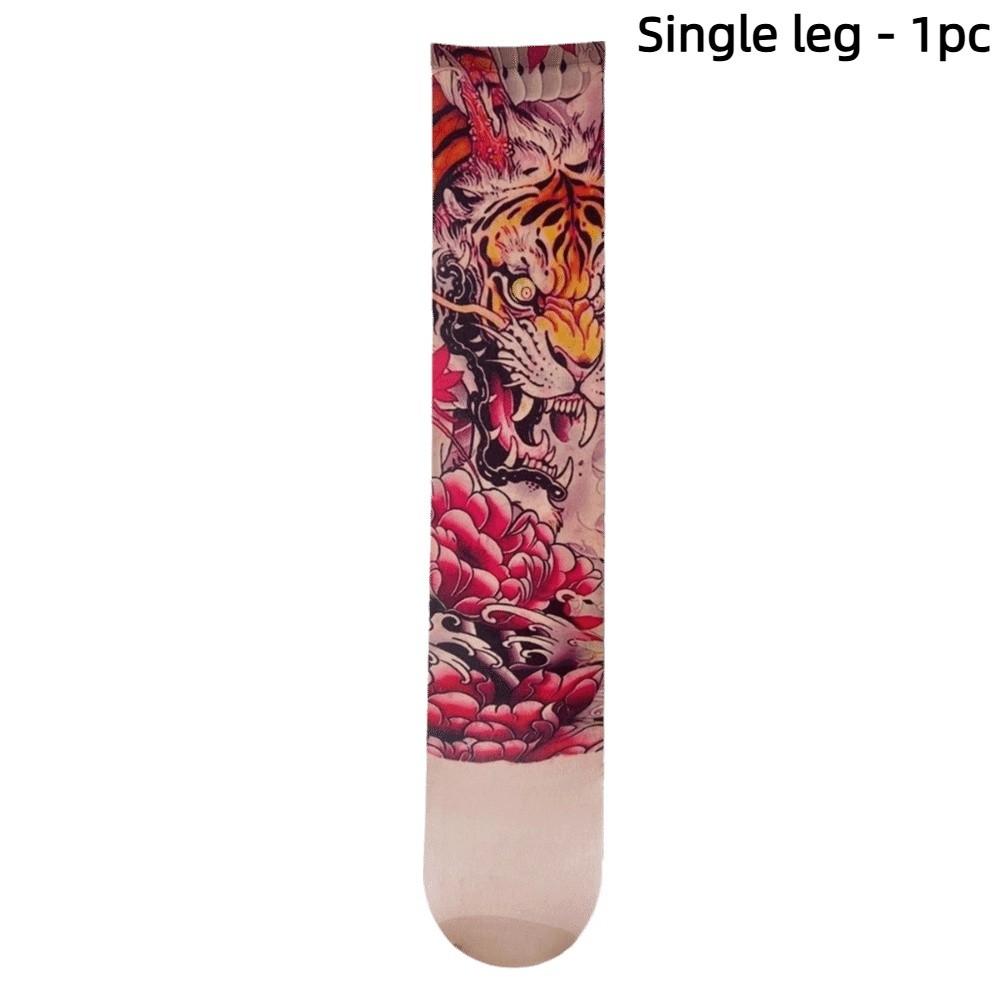 1pc Sexy Single-leg Socks Simulated Tattoo Tattooed Stockings Women's Printed Thigh Socks  Summer