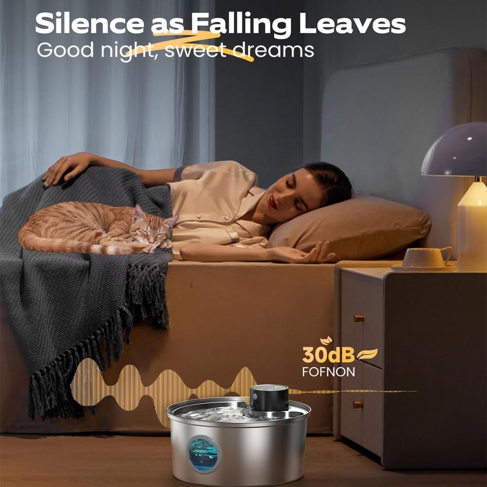 Wireless Cat Automatic Water Fountain Stainless Steel Pet Waterbowl Smart Induction Silent Filtering Dog Water Dispenser
